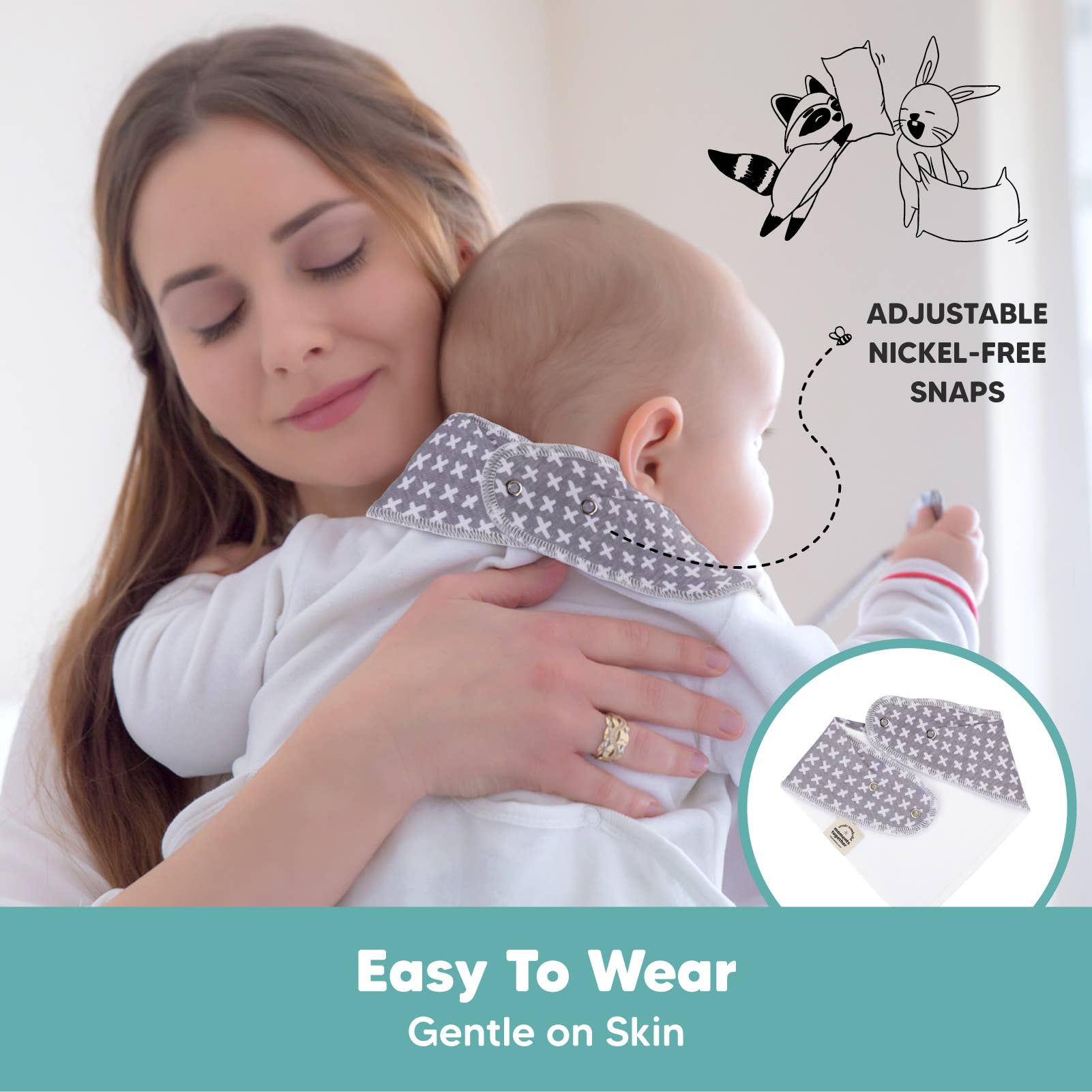 KeaBabies Organic Bandana Drool Bibs — Mono Black & White (10-Pack)