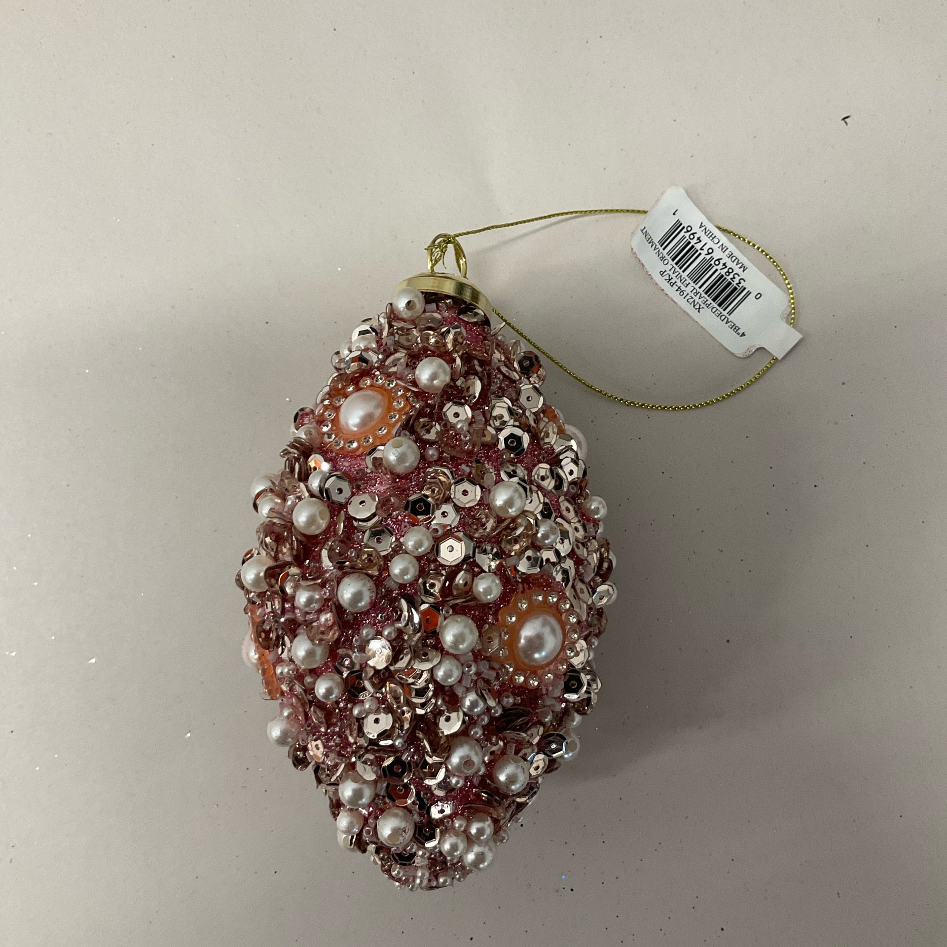 Beaded Pearl Glass Ornament