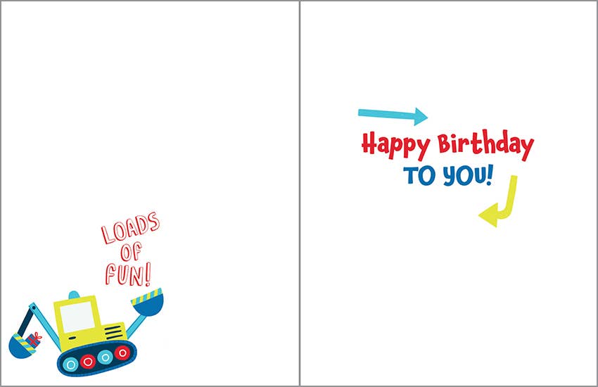 Gina B Birthday Card — Construction Trucks