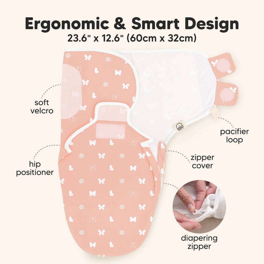 KeaBabies Soothe Zippy Baby Swaddles — Butterflies (3-Pack)