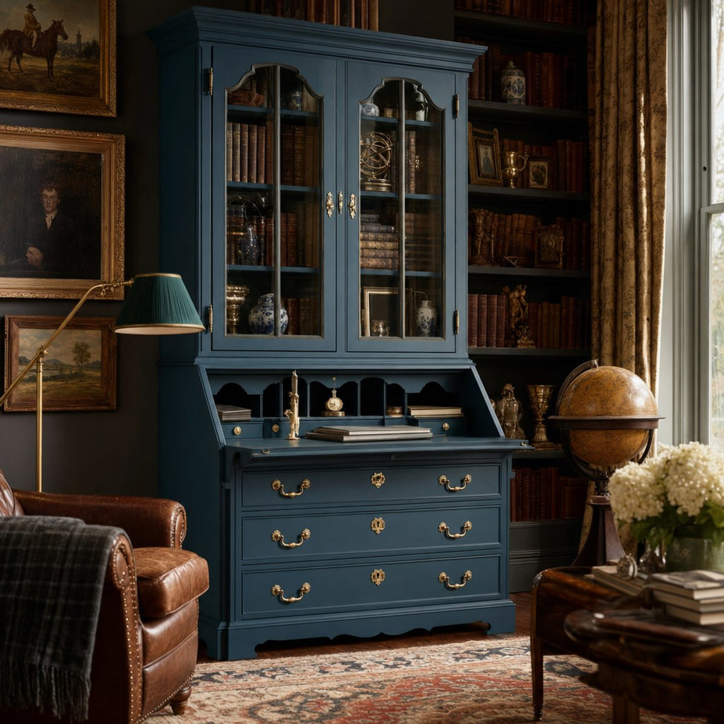 Wise Owl Chalk Synthesis Paint — Prussian Blue — styled room