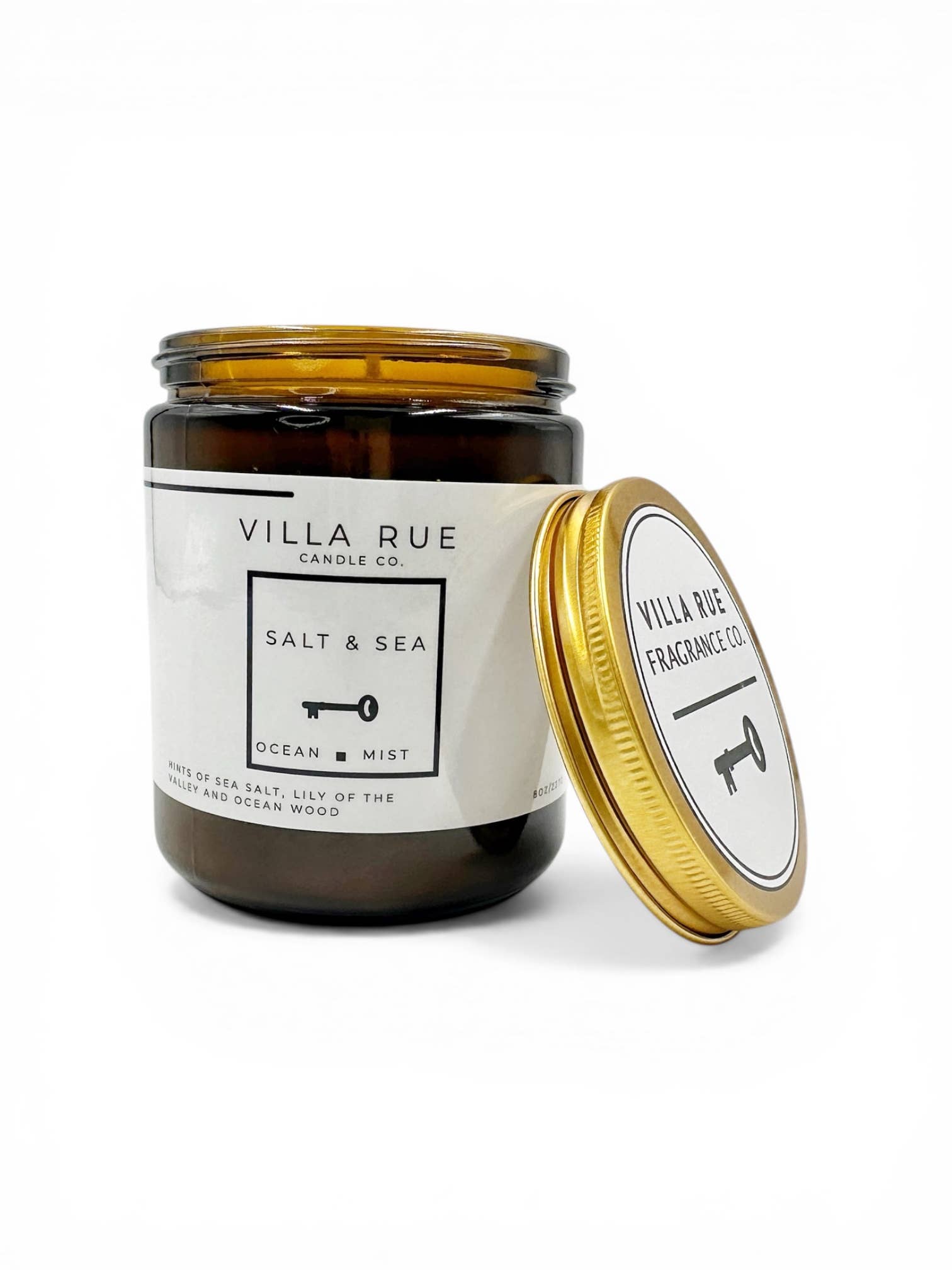 Villa Rue salt sea soy candle — 8oz Amber Jar