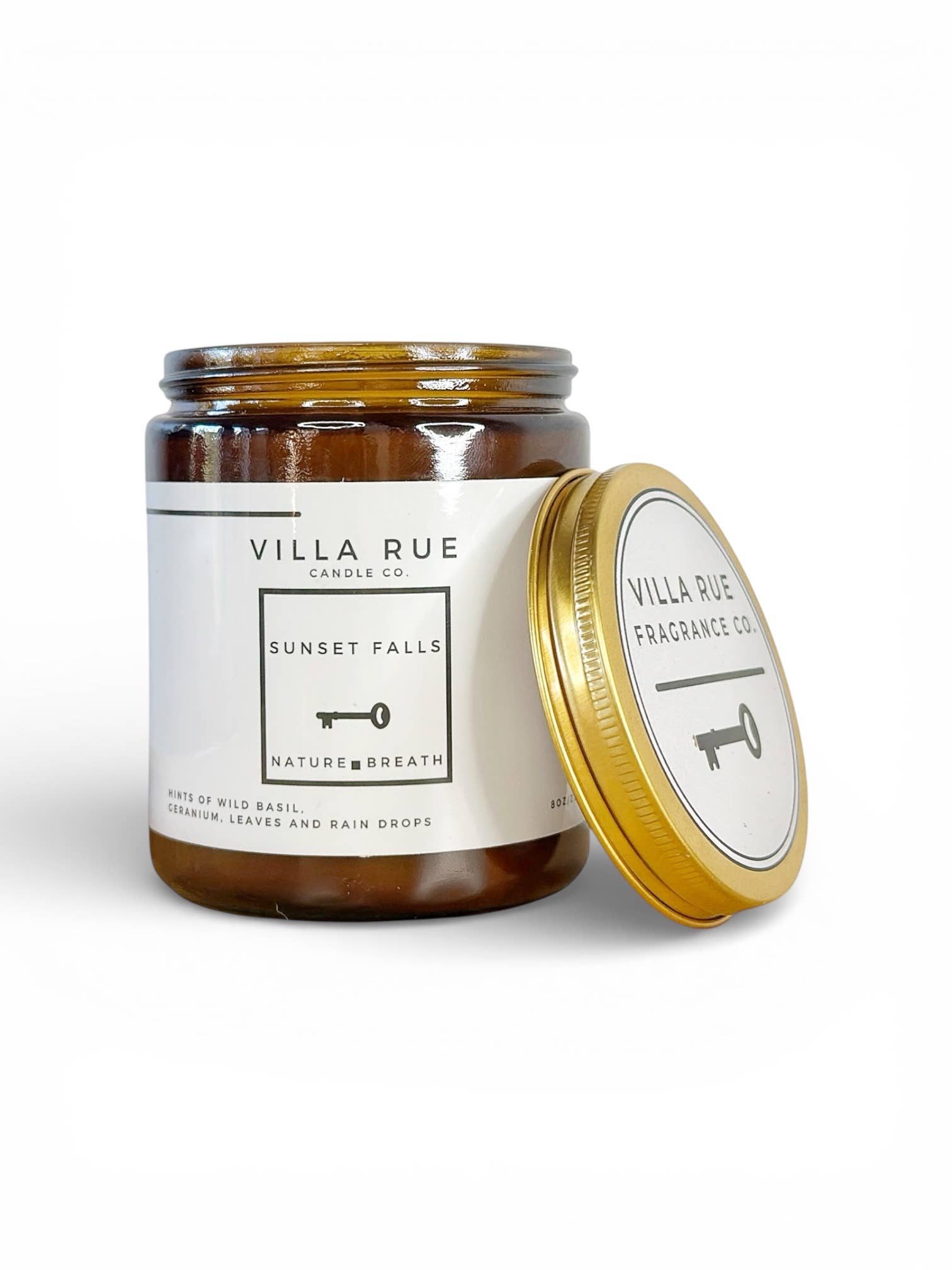 Villa Rue sunset falls soy candle — 8oz Amber Jar