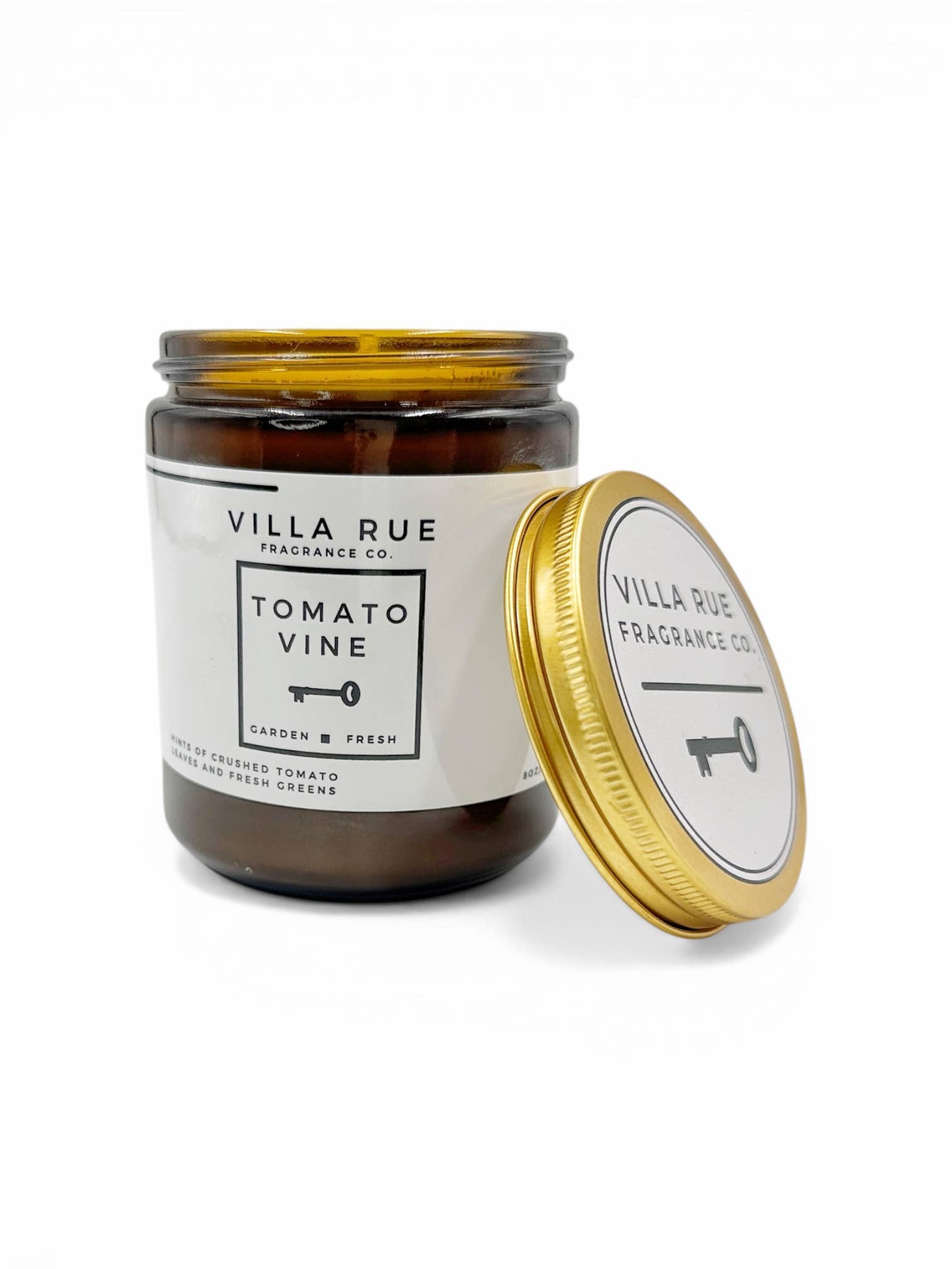 Villa Rue tomato vine soy candle — 8oz Amber Jar