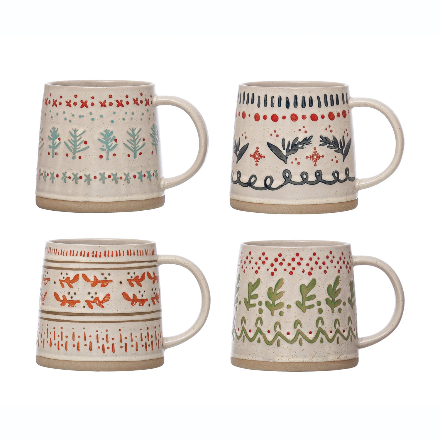 Hand-Stamped Winter Stoneware Mug