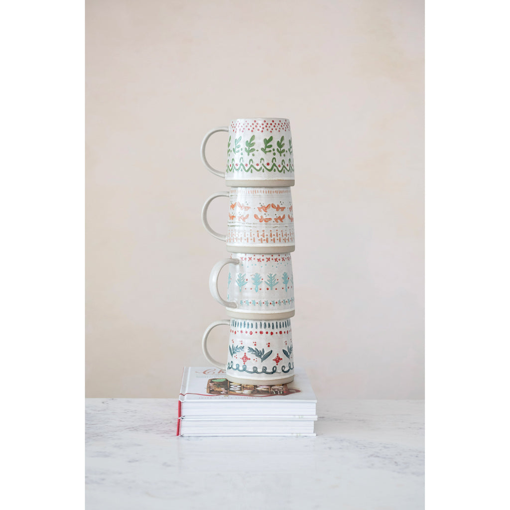 Hand-Stamped Winter Stoneware Mug