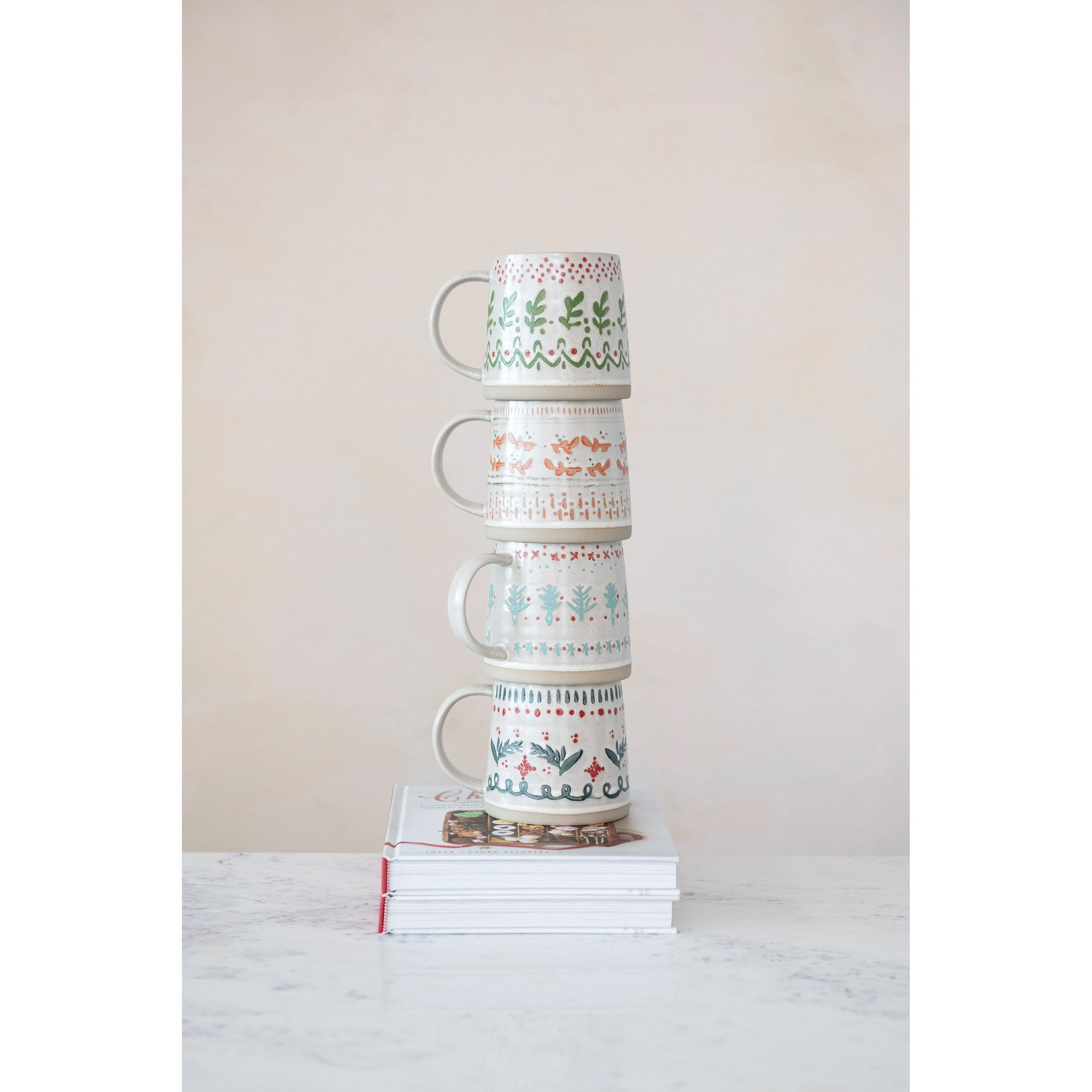 Hand-Stamped Winter Stoneware Mug