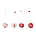 Handpainted Red and White Paper Mache Ornament
