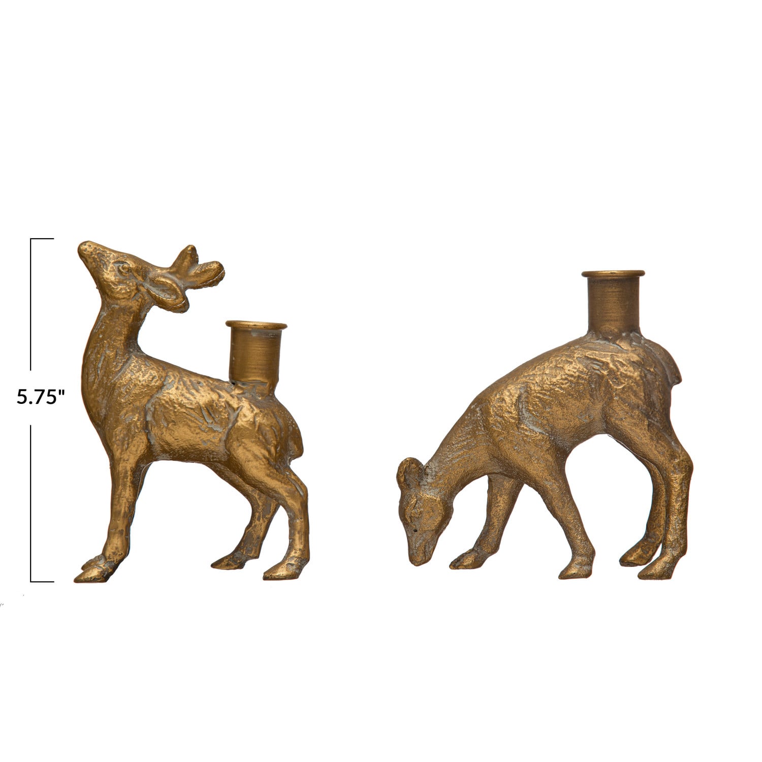 Antique Gold Deer Taper Candle Holder