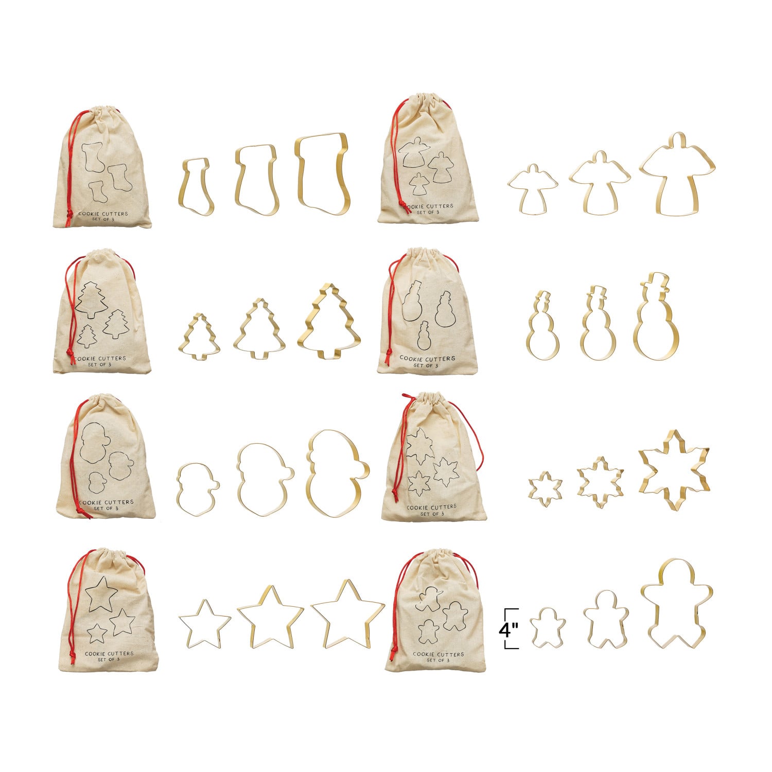 Gold Stainless Steel Cookie Cutter Set