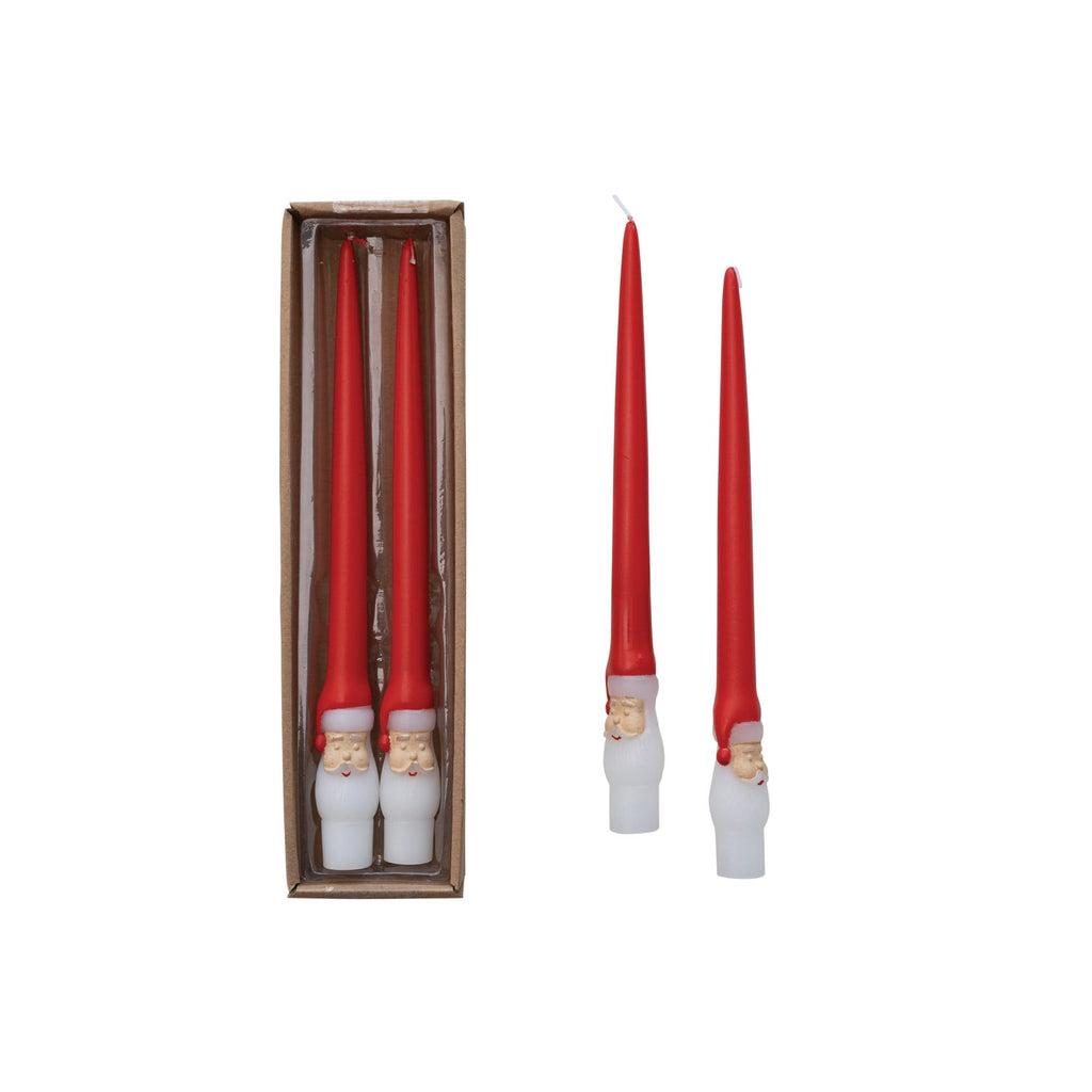 Santa Red Taper Candles Set
