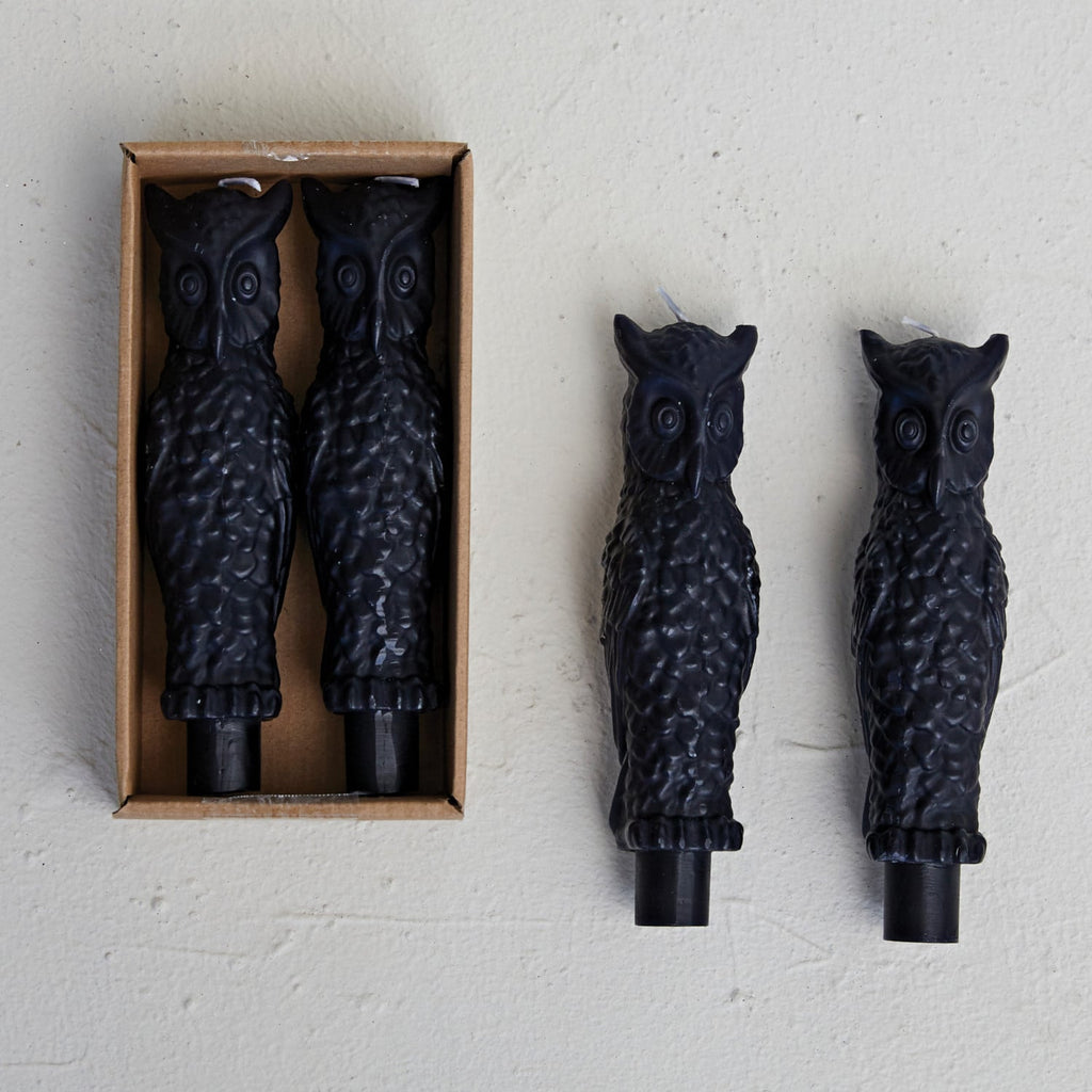 Owl-Shaped Taper Candles Set
