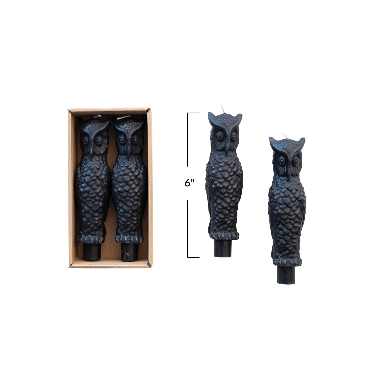 Owl-Shaped Taper Candles Set