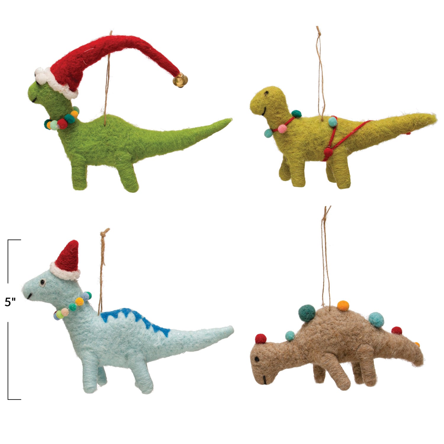 Handcrafted Wool Felt Dinosaur Ornament
