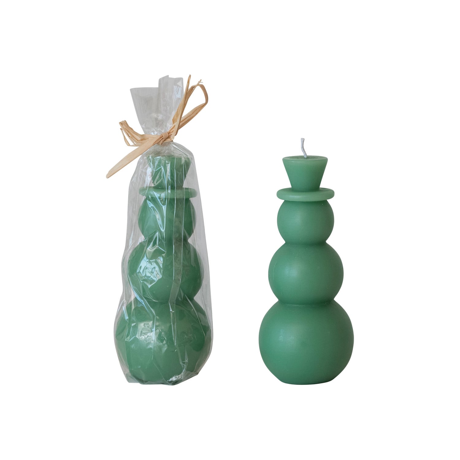 Green Unscented Snowman Candle