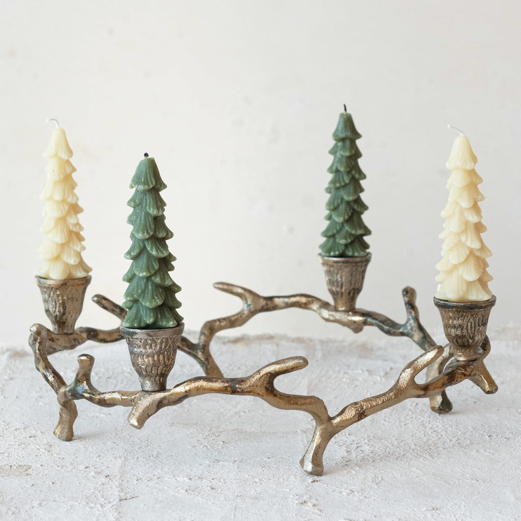 Sculpted Aluminum Twig Taper Holder