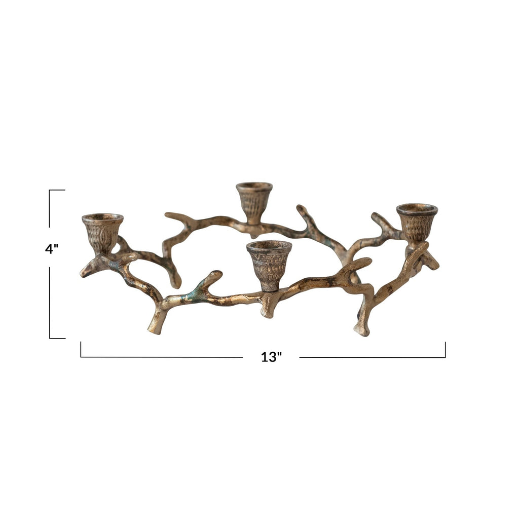 Sculpted Aluminum Twig Taper Holder