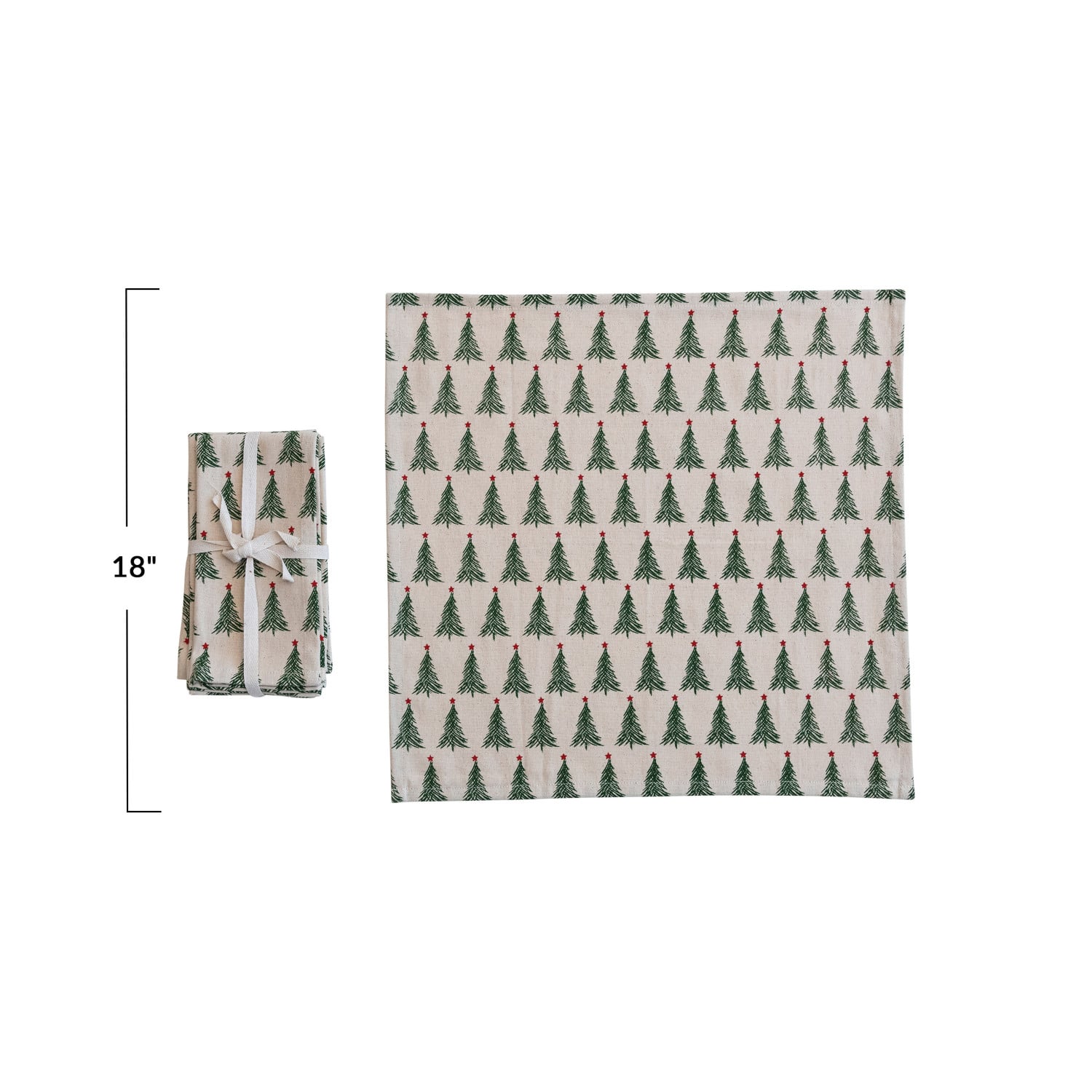 Cotton Napkins with Embroidered Christmas Tree