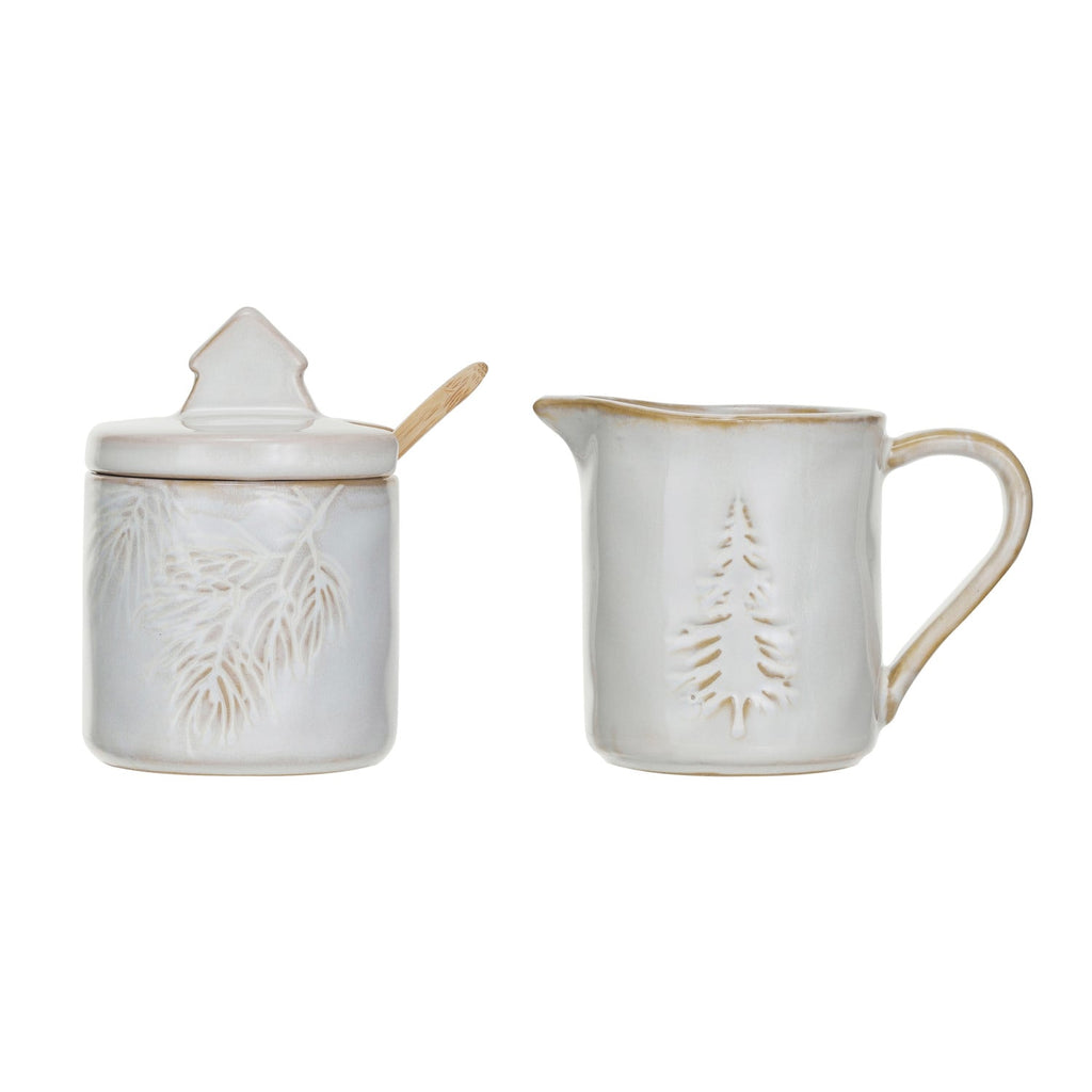 Stoneware Creamer and Sugar Pot Set