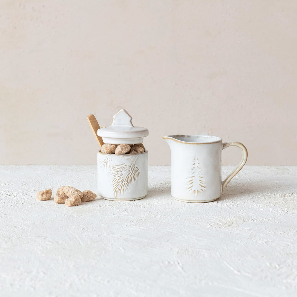 Stoneware Creamer and Sugar Pot Set