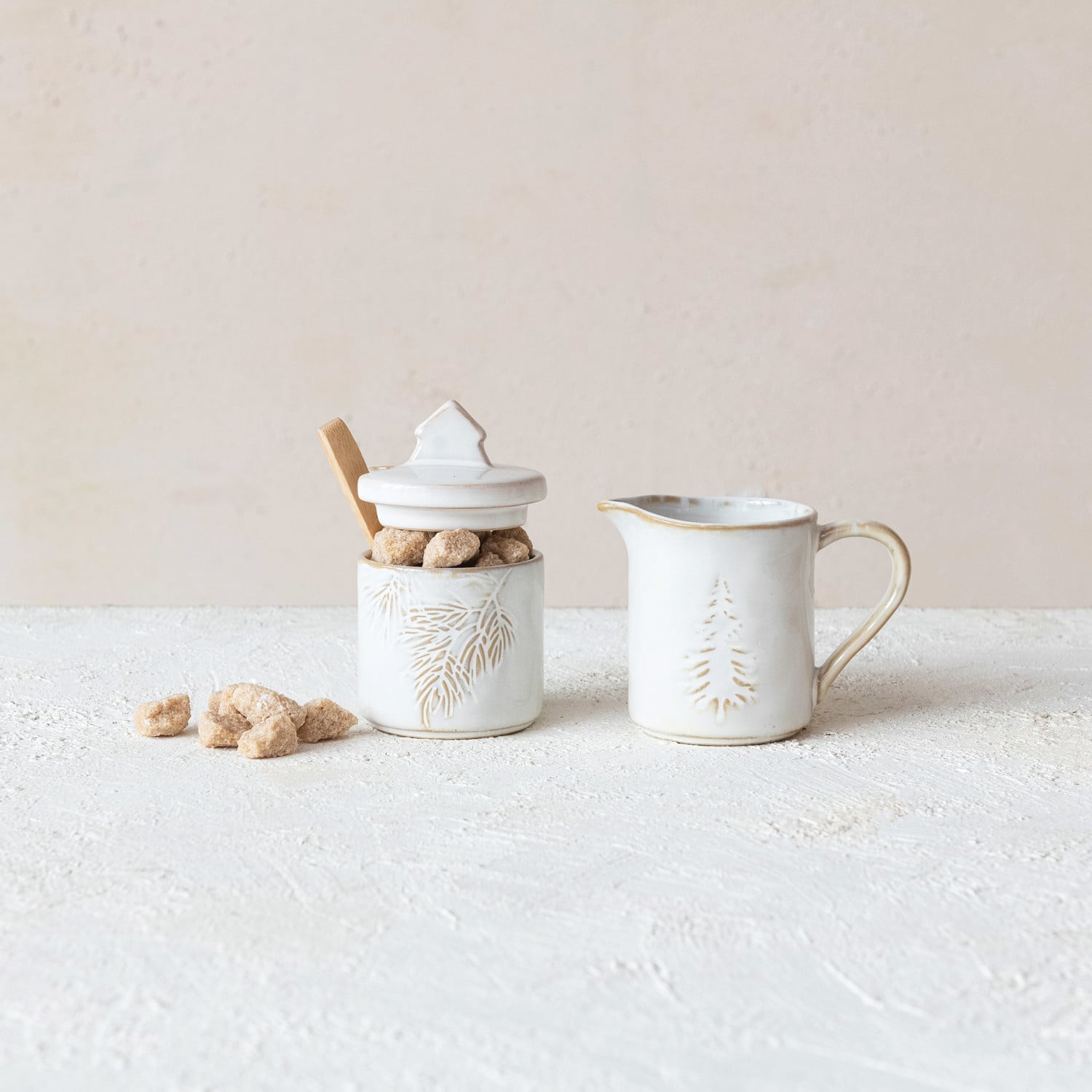 Stoneware Creamer and Sugar Pot Set