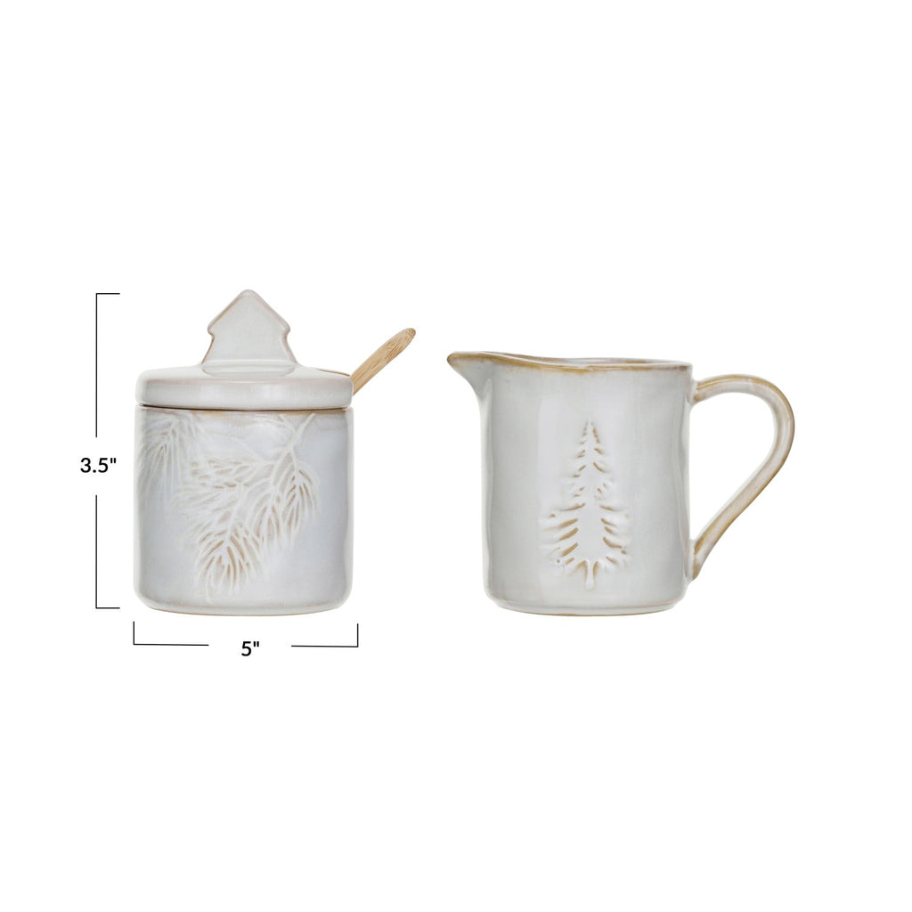 Stoneware Creamer and Sugar Pot Set