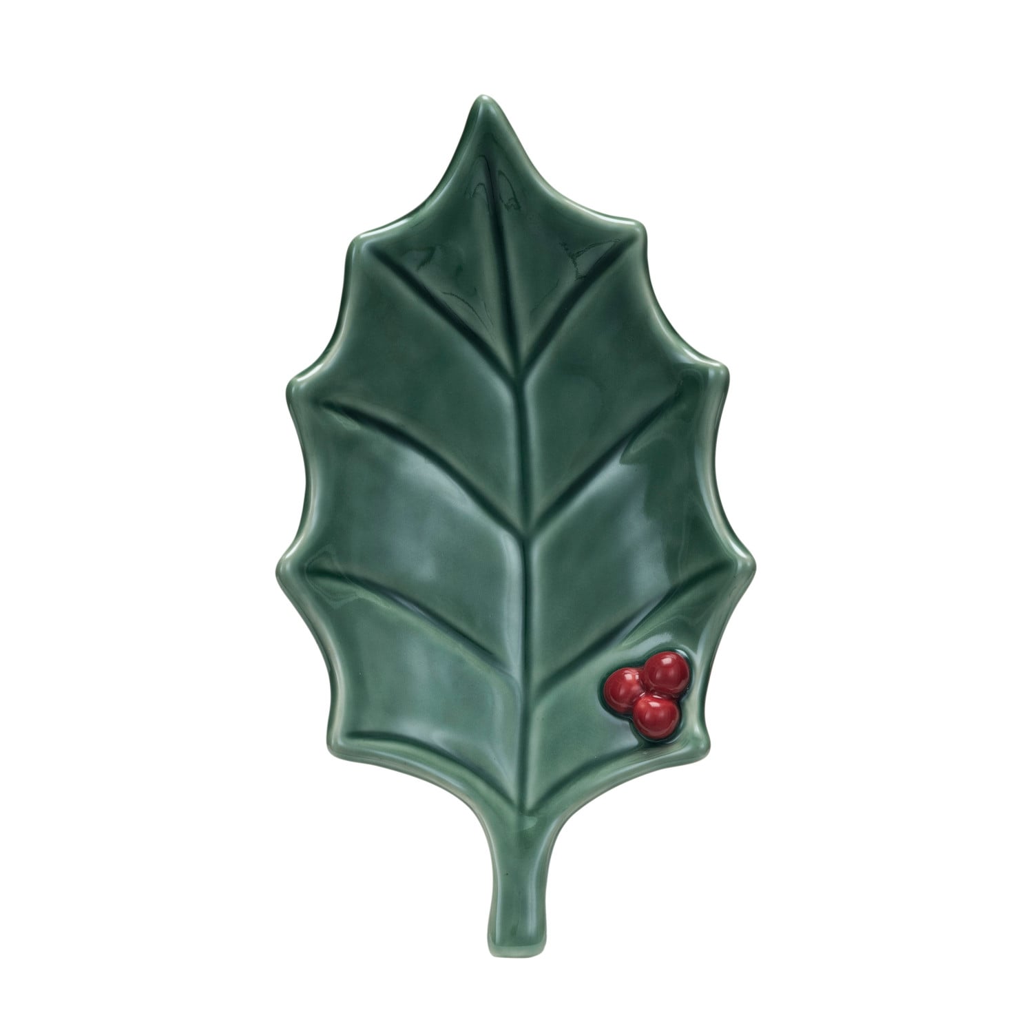 Reactive Glaze Holly Leaf Stoneware Dish