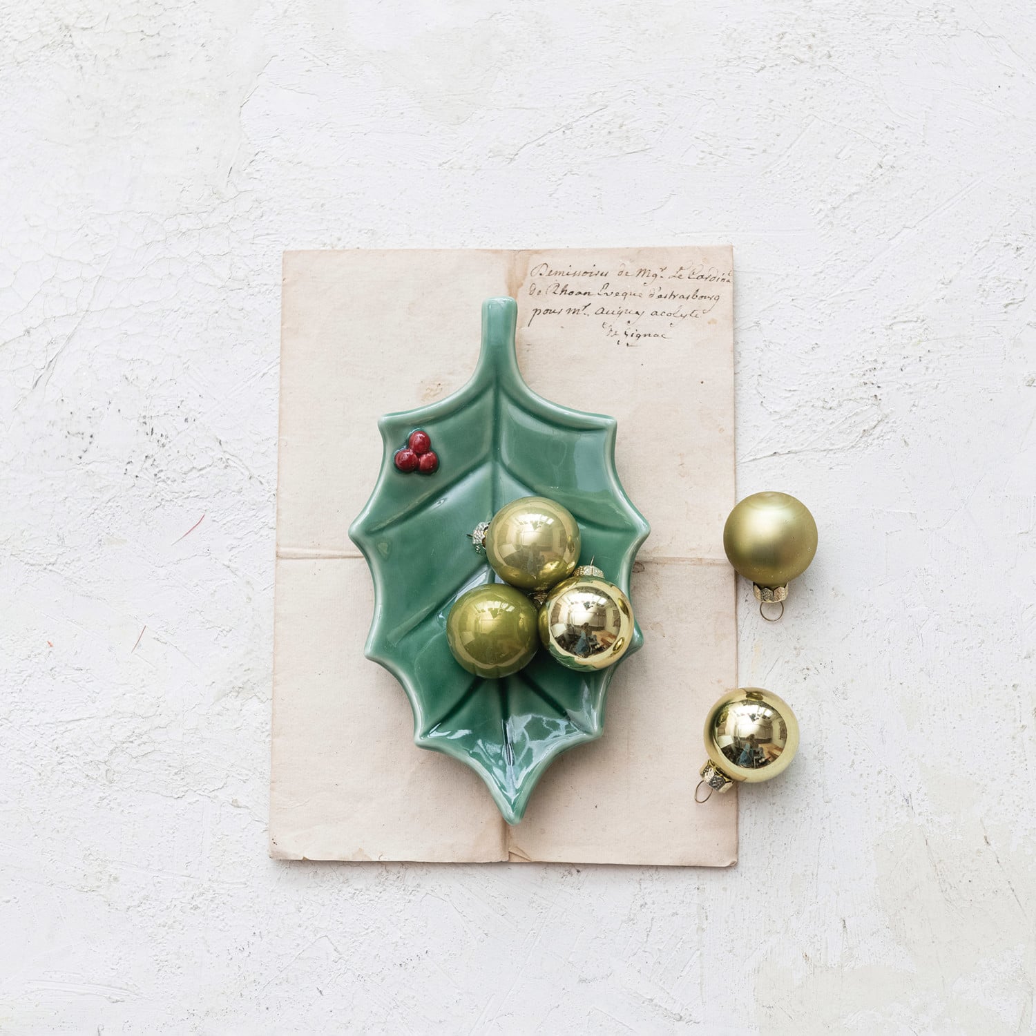 Reactive Glaze Holly Leaf Stoneware Dish