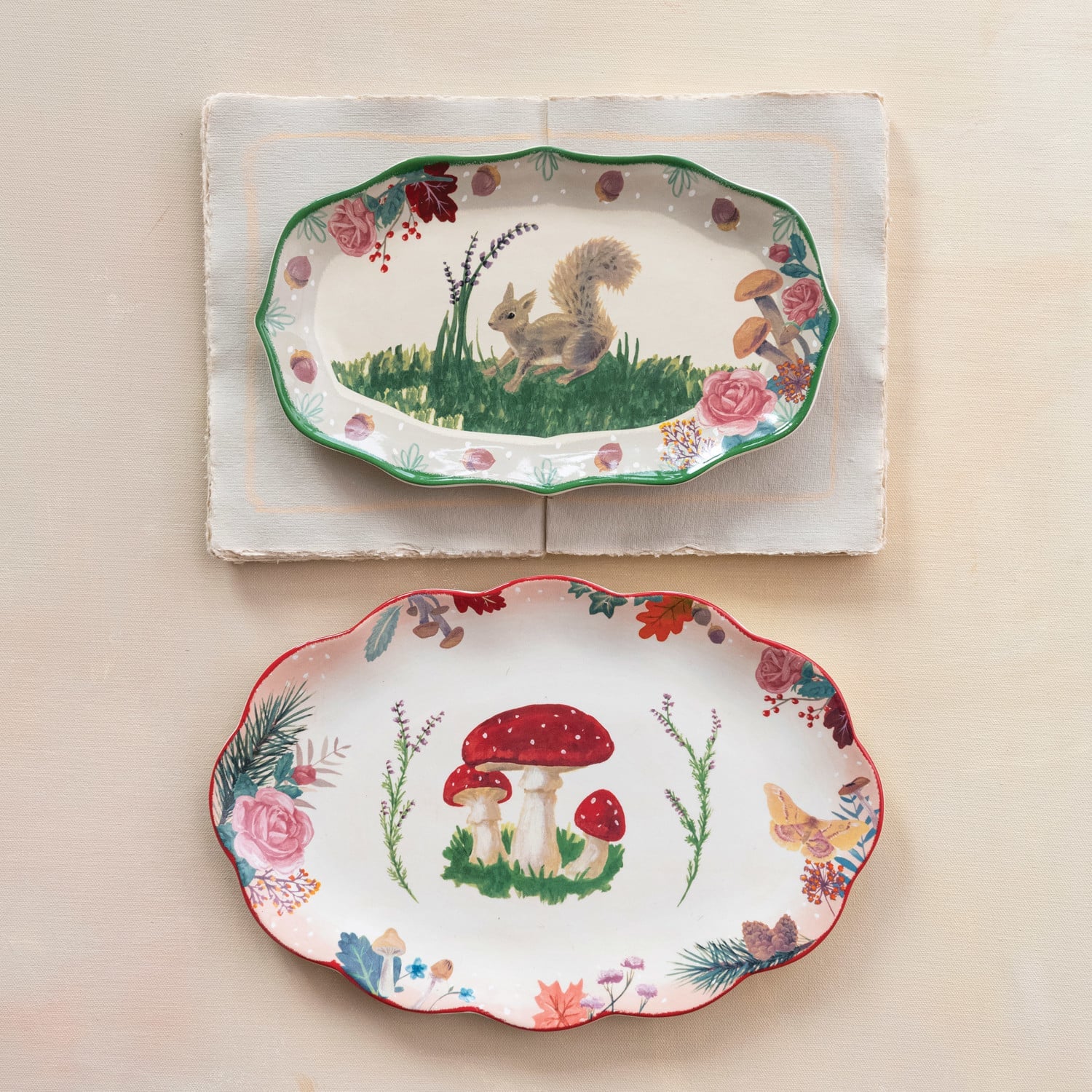 Woodland Flora Ceramic Serving Platter