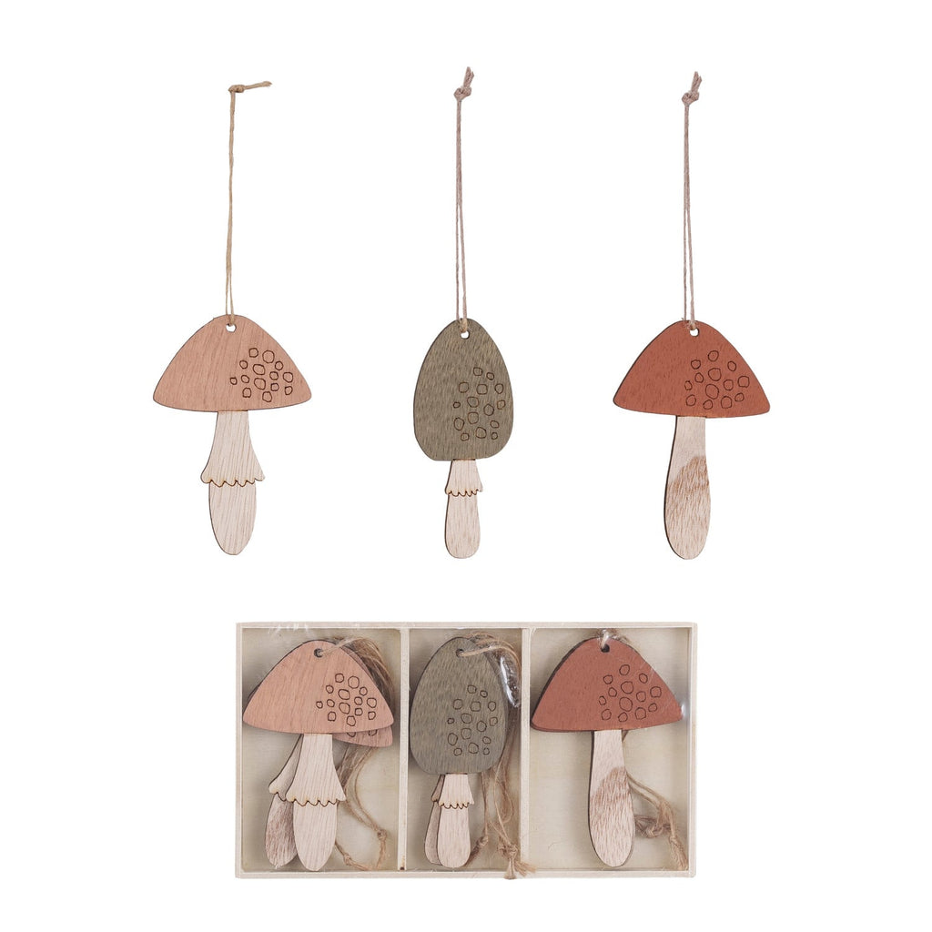 Woodland Mushroom Glass Ornament Set