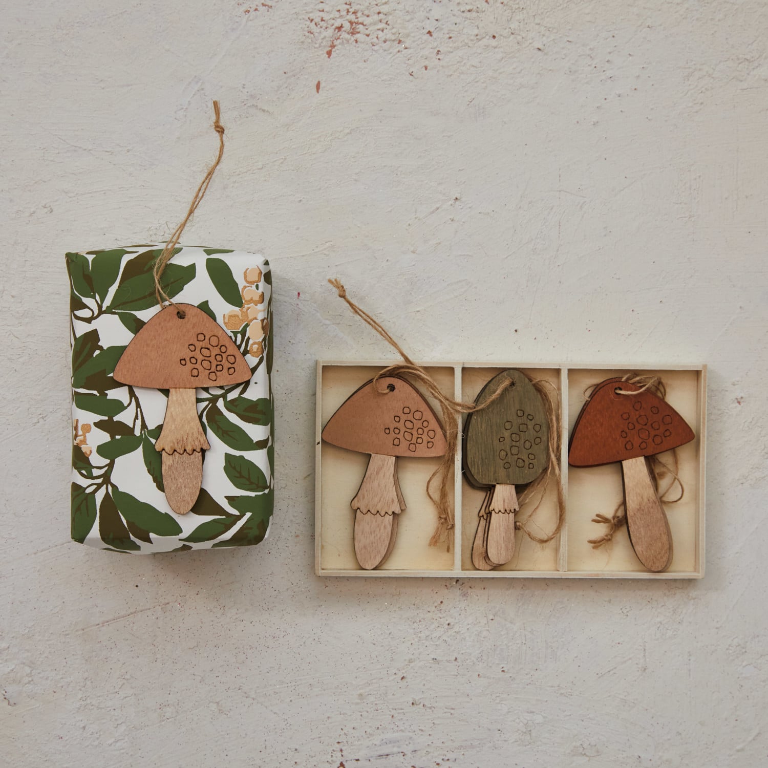 Woodland Mushroom Glass Ornament Set