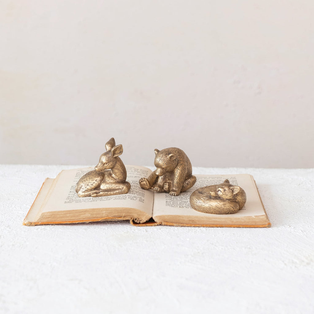 Antique Gold Sleepy Animal Figurine