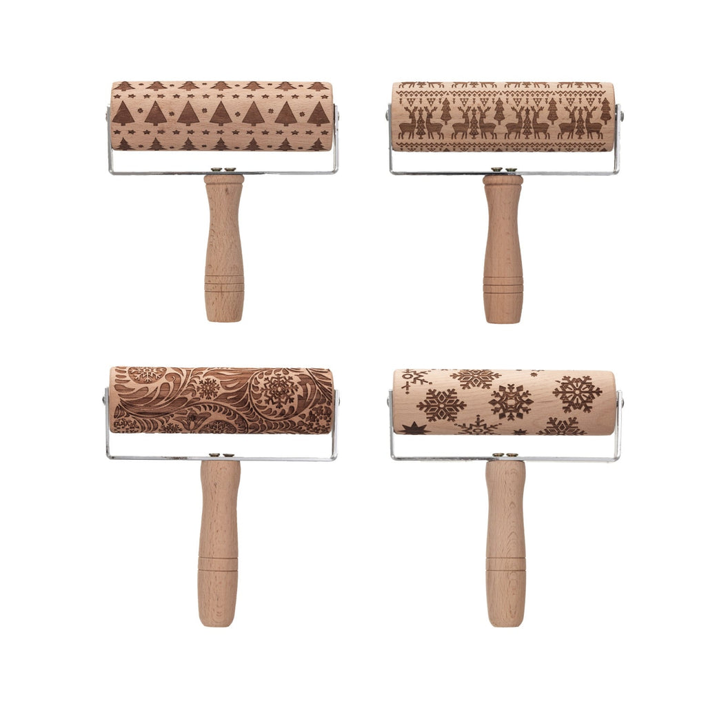 Classic Beech Wood Holiday Rolling Pin