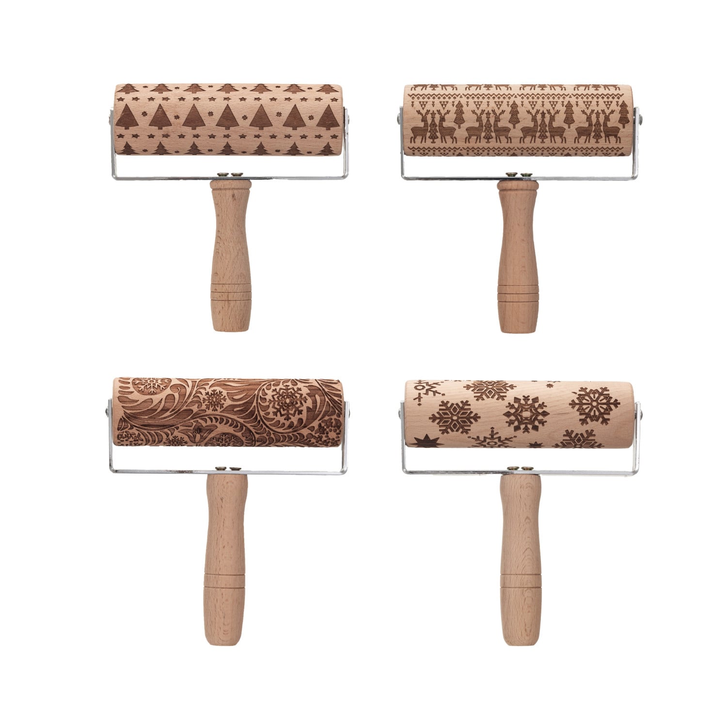 Classic Beech Wood Holiday Rolling Pin