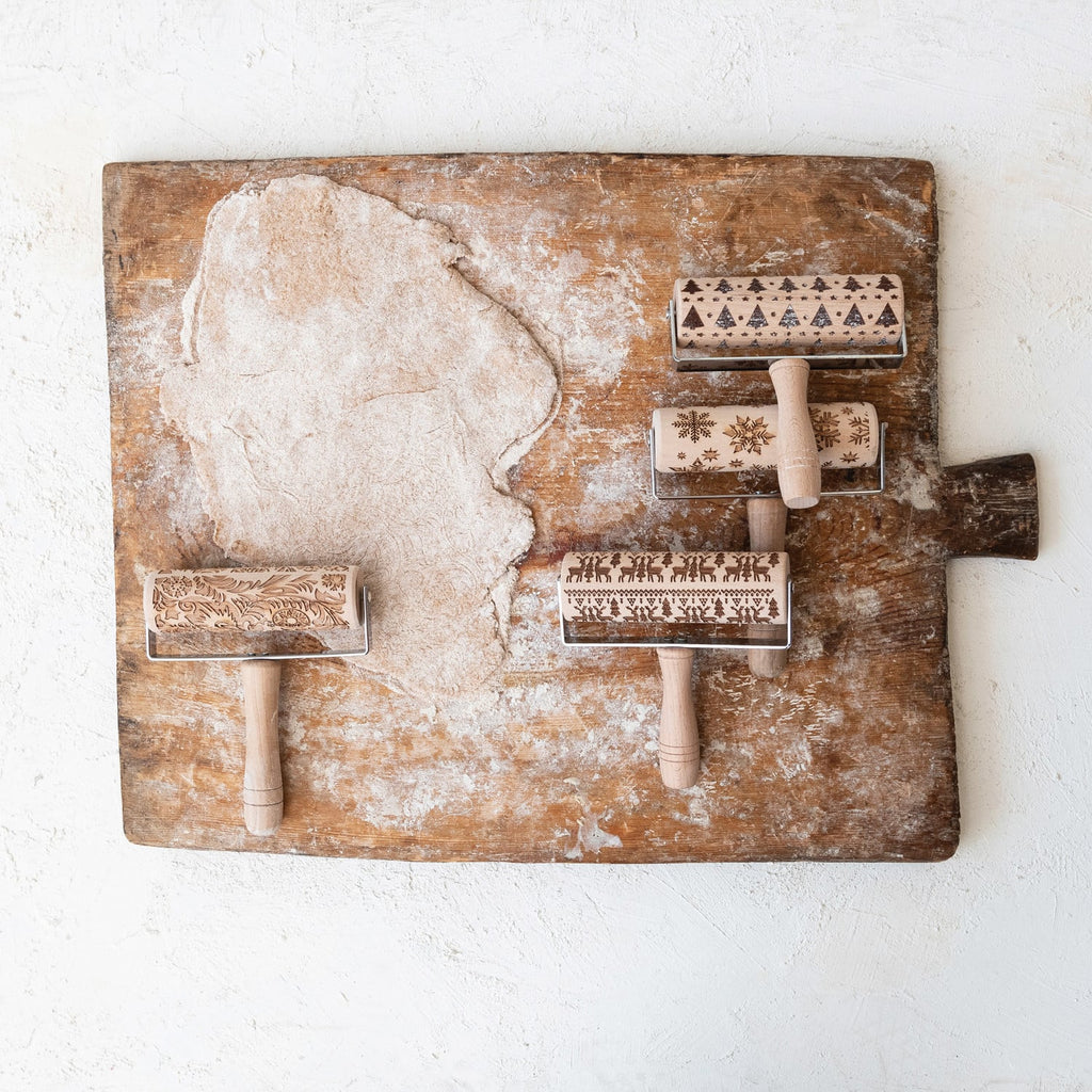Classic Beech Wood Holiday Rolling Pin