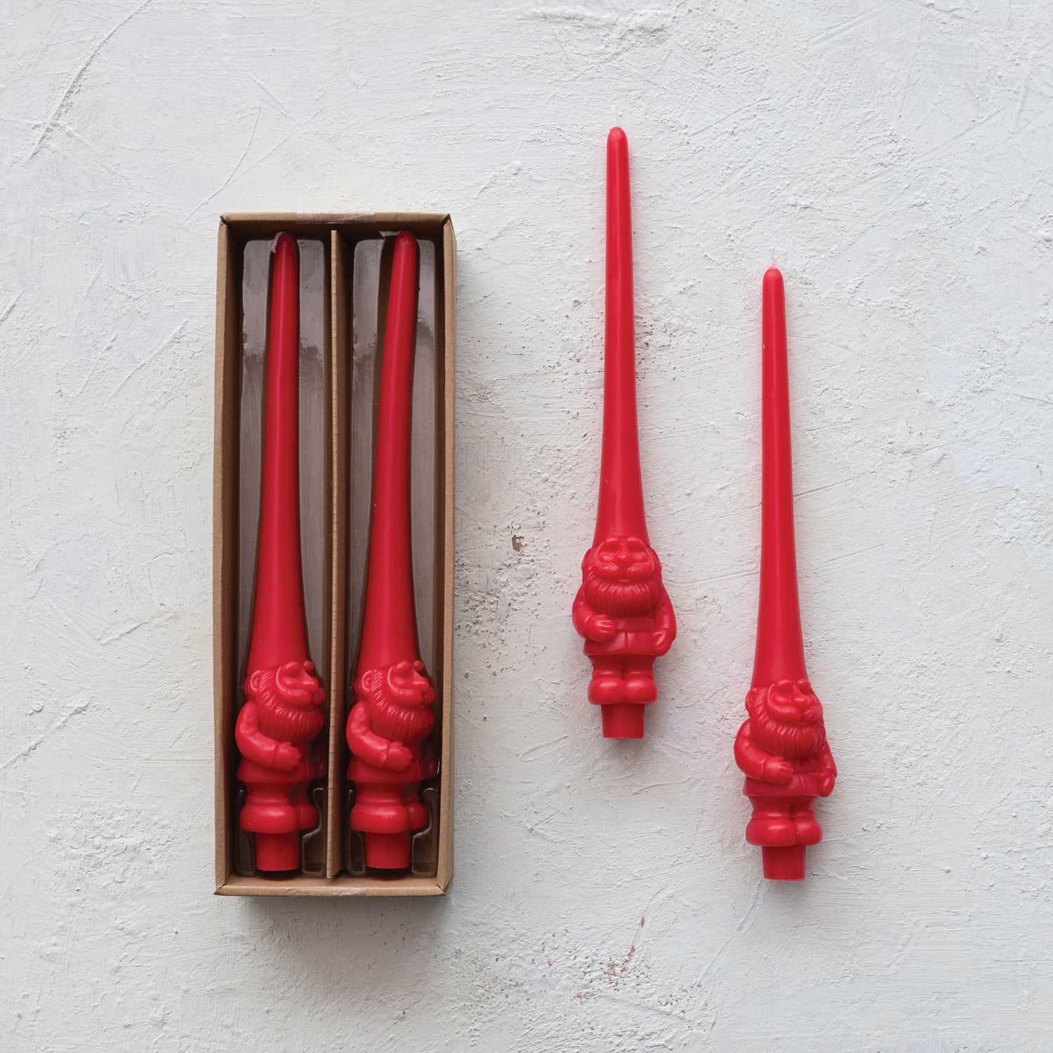 Red Gnome Unscented Taper Candles