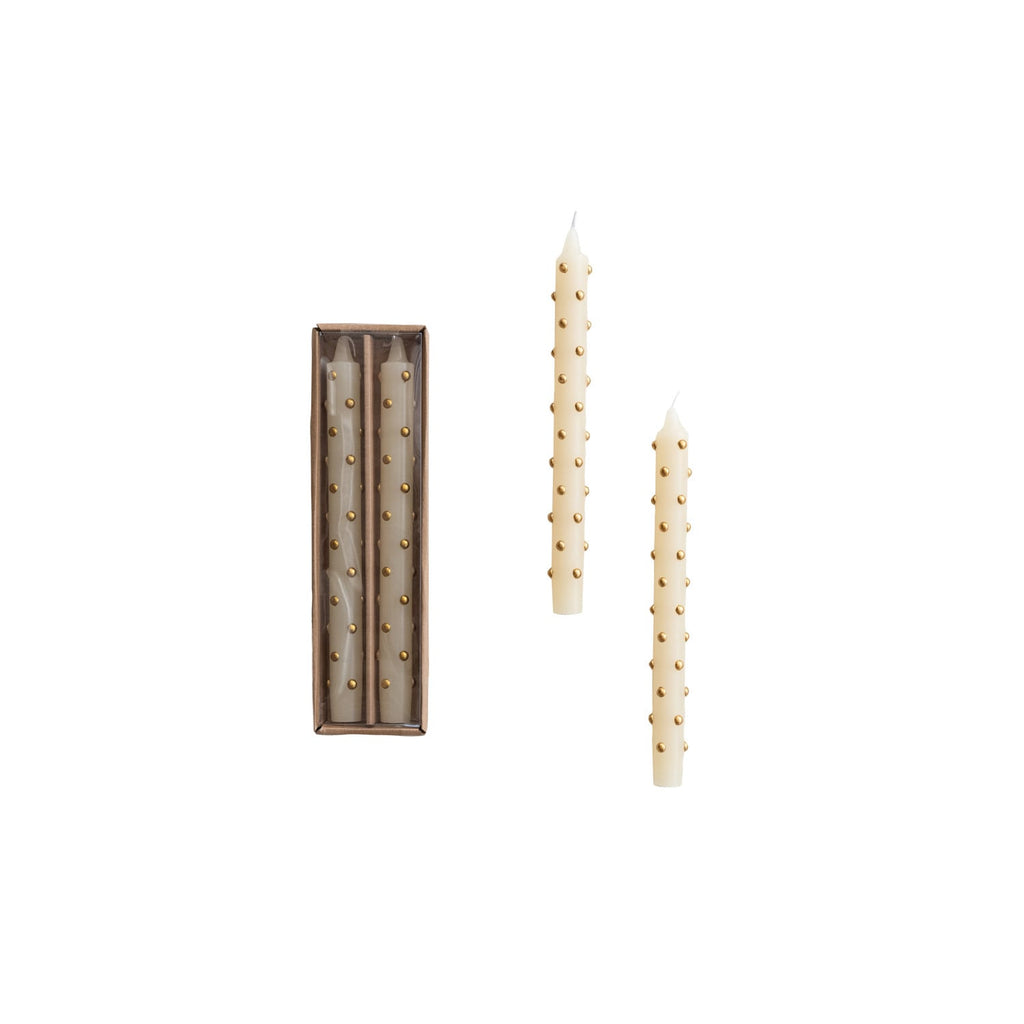 Gold Dotted Taper Candle Set