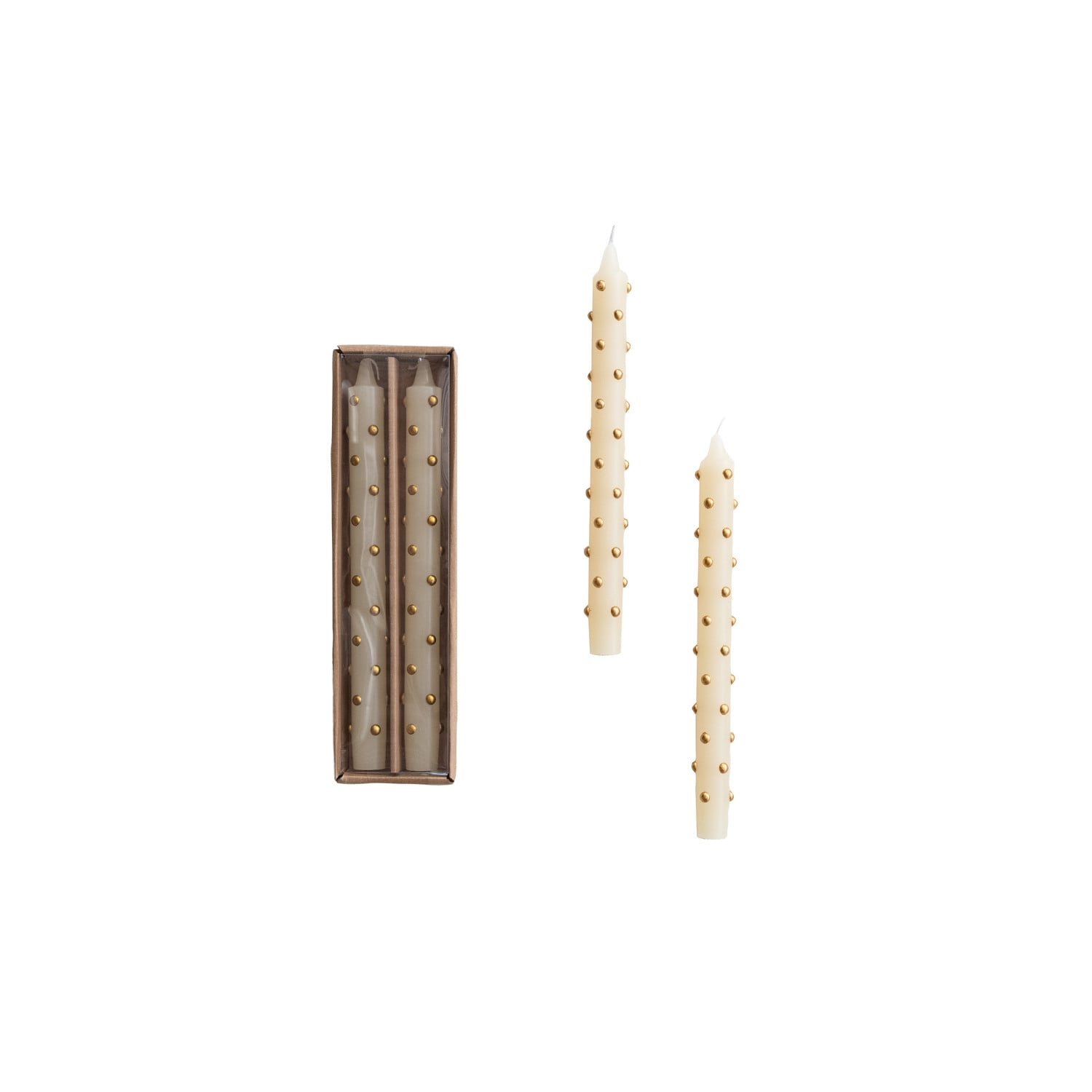 Gold Dotted Taper Candle Set