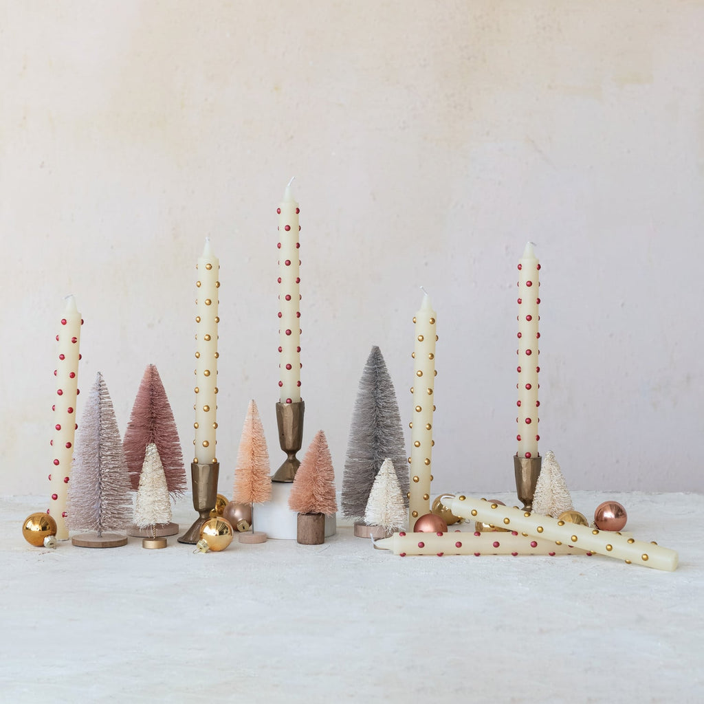 Gold Dotted Taper Candle Set