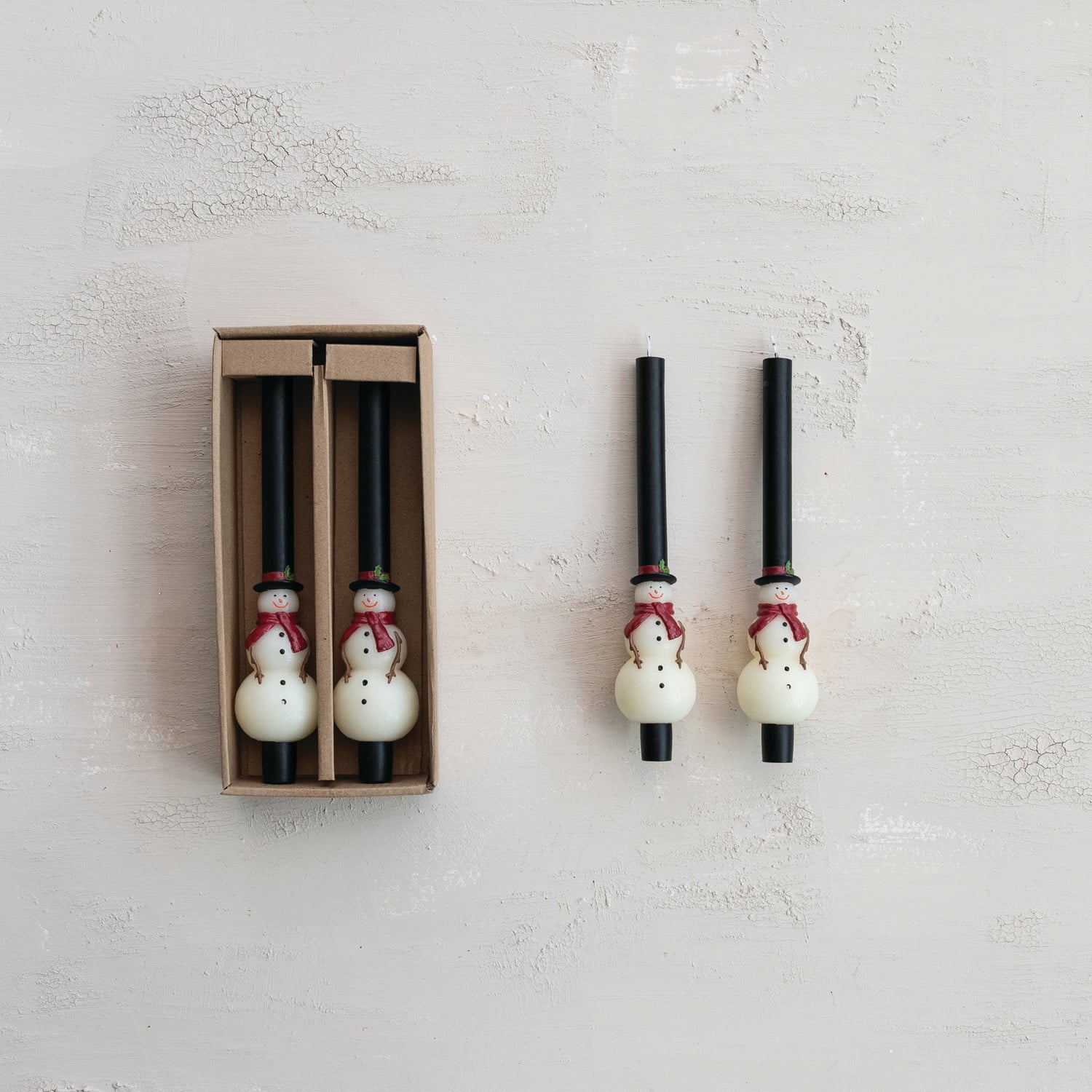 Snowman Shaped Taper Candle Set