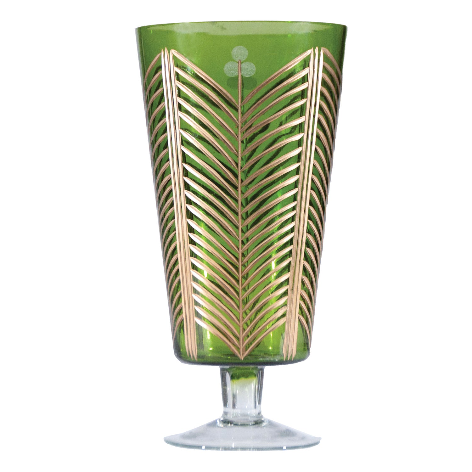 Hand-Painted Etched Glass Footed Vase