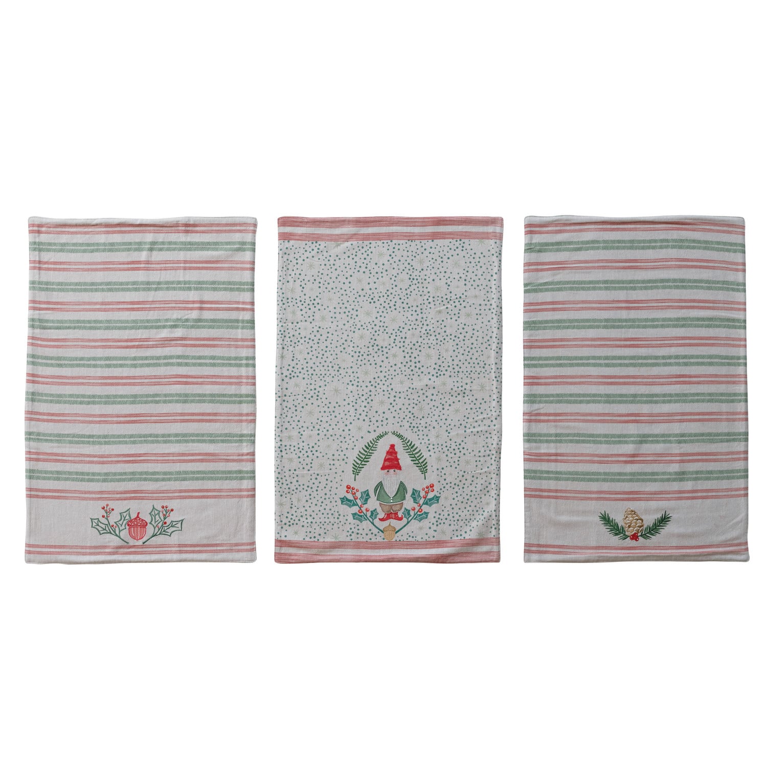 Embroidered Woodland Holiday Tea Towel