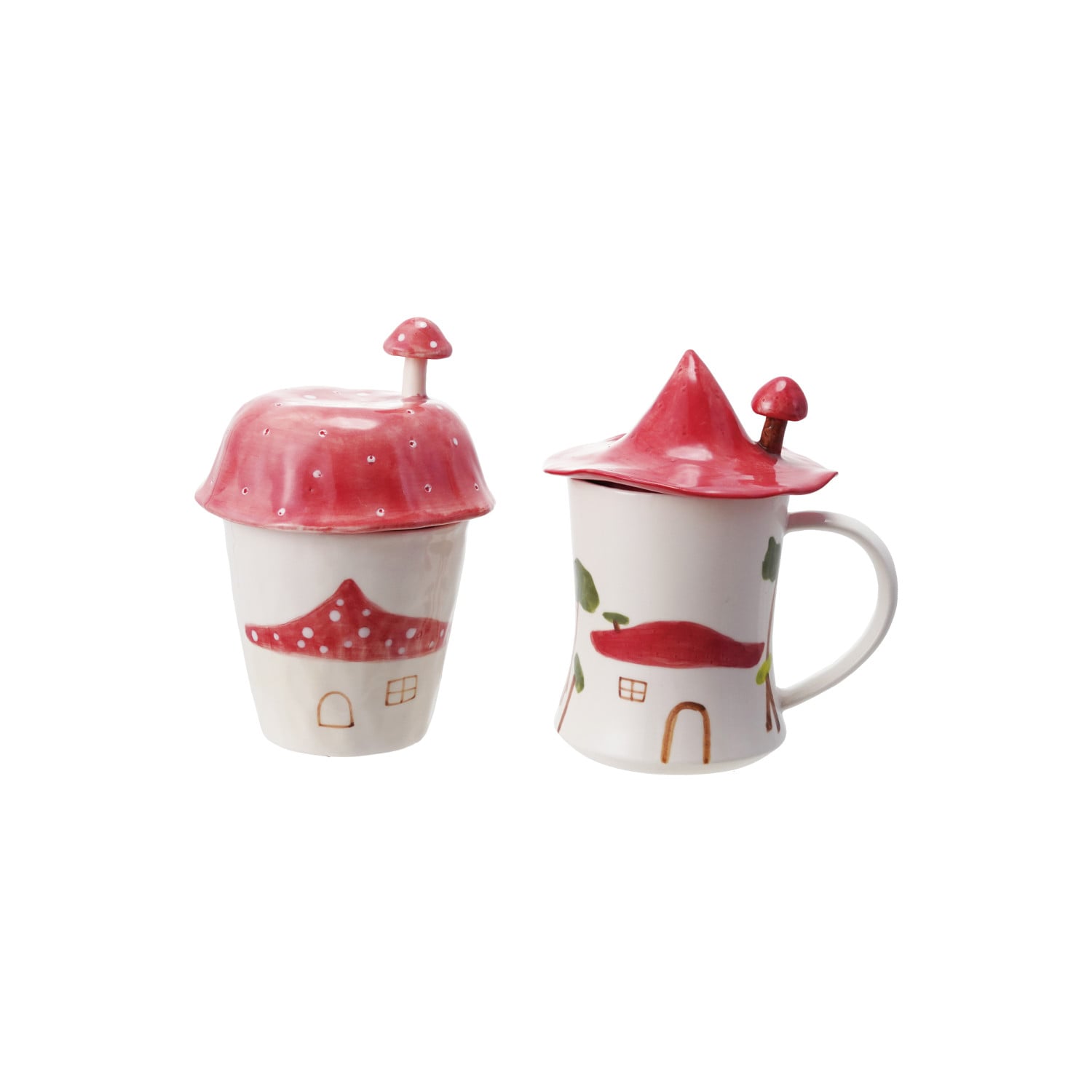 Mushroom Stoneware Mug with Lid