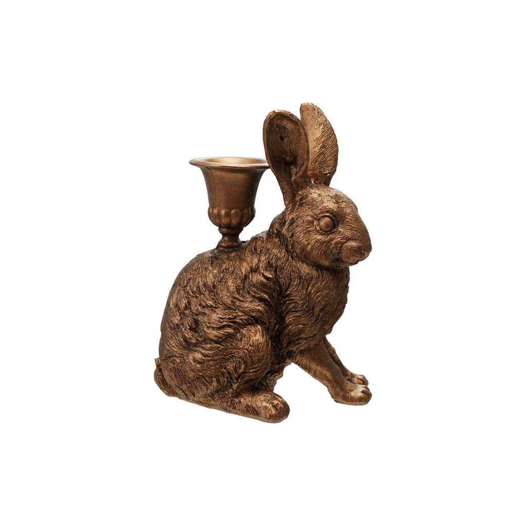 Antique Gold Rabbit Taper Candle Holder