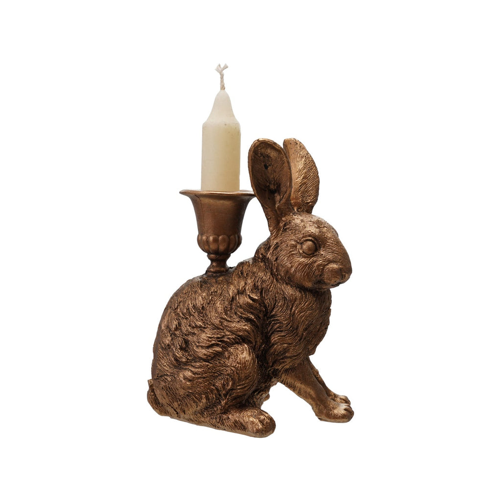 Antique Gold Rabbit Taper Candle Holder