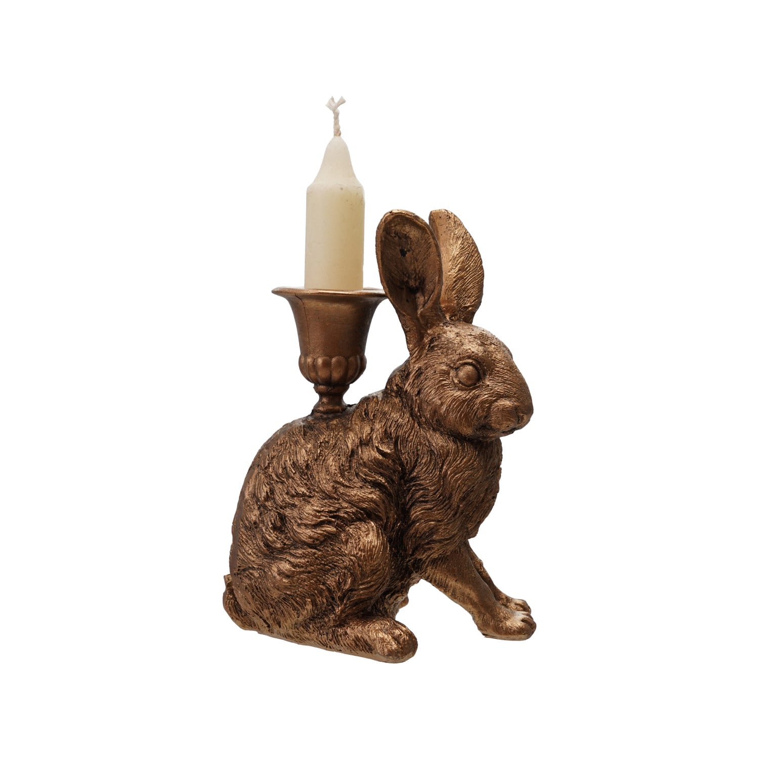 Antique Gold Rabbit Taper Candle Holder