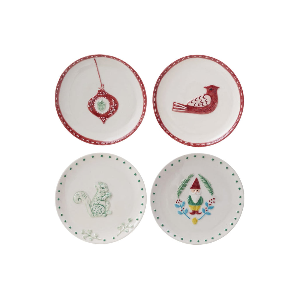 Woodland Holiday Hand-Painted Stoneware Plate