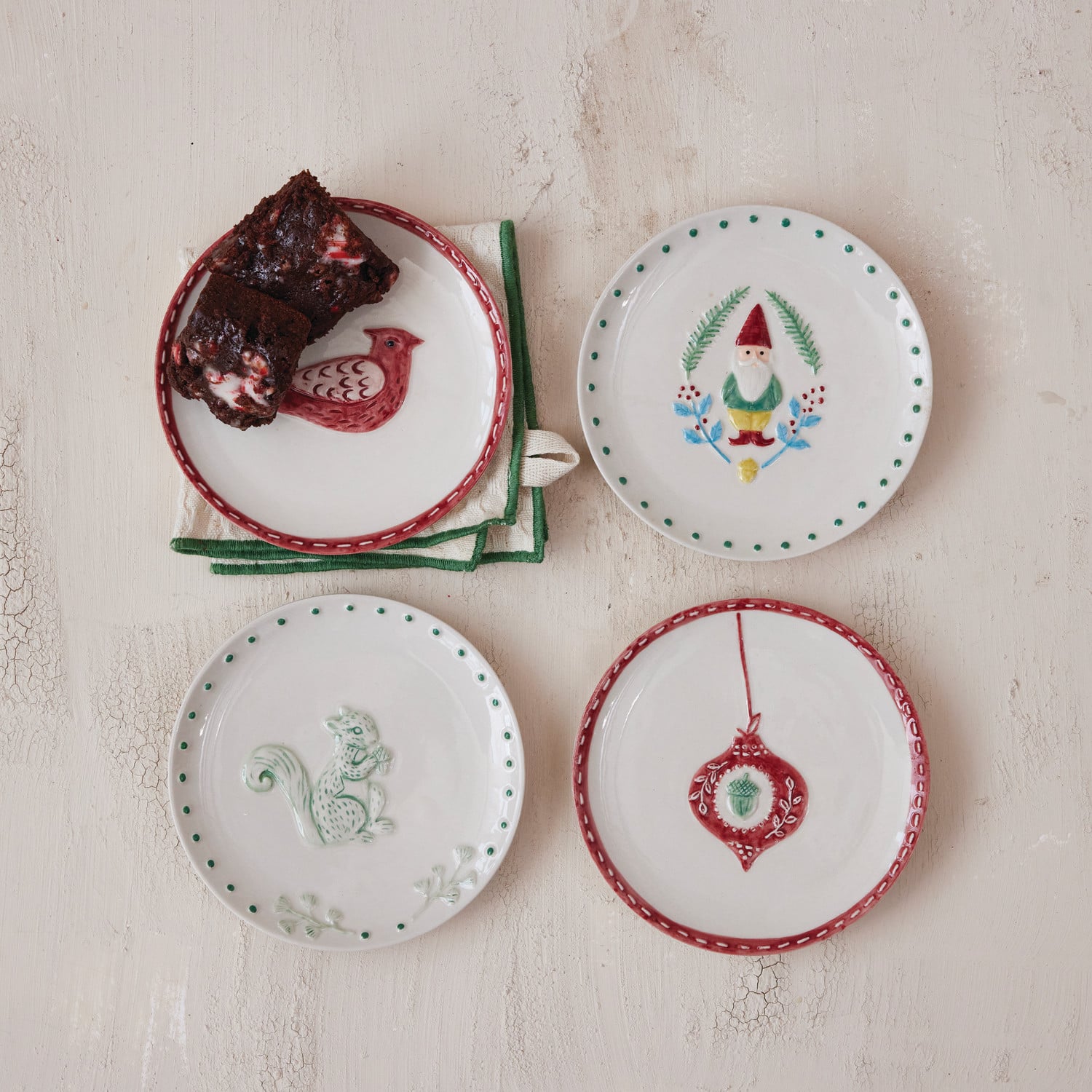 Woodland Holiday Hand-Painted Stoneware Plate