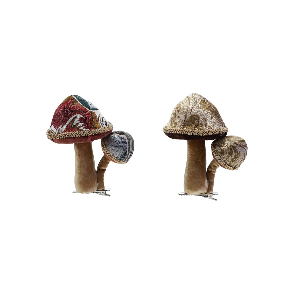 Jacquard & Velvet Mushroom Clip-On Ornament