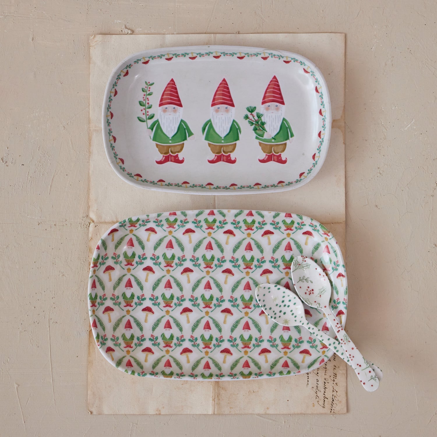 Woodland Holiday Bamboo Fiber Tray Set